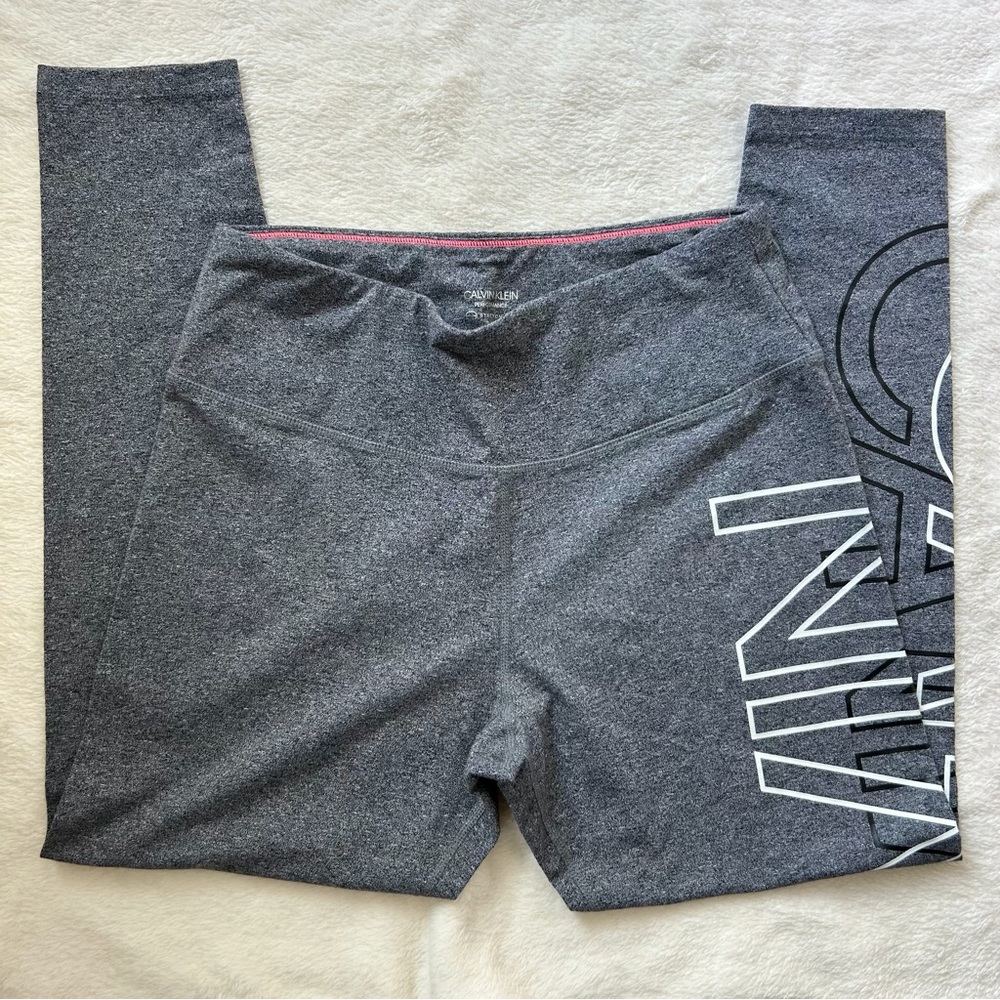 Calvin Klein Gray Leggings Soft Cotton-Blend